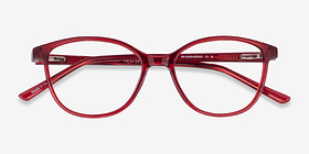 Dollop Rouge Plastique Montures de lunettes de vue d'EyeBuyDirect, Vue Rapprochée