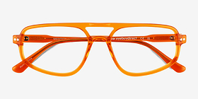 Meditate Crystal Orange Acétate Montures de lunettes de vue d'EyeBuyDirect, Vue Rapprochée
