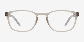 Attain Matte Crystal Gray Plastique Montures de lunettes de vue d'EyeBuyDirect, Vue de Face