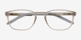 Attain Matte Crystal Gray Plastique Montures de lunettes de vue d'EyeBuyDirect, Vue Rapprochée