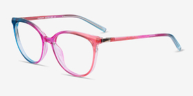 Positivity Purple Pink Rainbow Plastique Montures de lunettes de vue d'EyeBuyDirect, Vue d'Angle