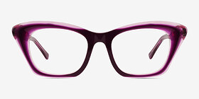Havoc Clear Purple Acétate Montures de lunettes de vue d'EyeBuyDirect, Vue de Face