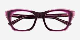 Havoc Clear Purple Acétate Montures de lunettes de vue d'EyeBuyDirect, Vue Rapprochée