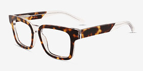 Mayhem Clear Tortoise Acétate Montures de lunettes de vue d'EyeBuyDirect, Vue d'Angle
