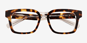 Mayhem Clear Tortoise Acétate Montures de lunettes de vue d'EyeBuyDirect, Vue Rapprochée