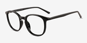 Adler Shiny Black Plastique Montures de lunettes de vue d'EyeBuyDirect, Vue d'Angle