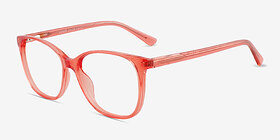 Kieran Clear Pink Plastique Montures de lunettes de vue d'EyeBuyDirect, Vue d'Angle
