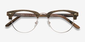 Esteban Brun Wood-texture Montures de lunettes de vue d'EyeBuyDirect, Vue Rapprochée