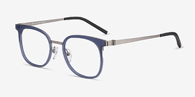 Rotem Bleu marine  Acetate-metal Montures de lunettes de vue d'EyeBuyDirect, Vue d'Angle