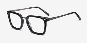 Poise Noir Acetate-metal Montures de lunettes de vue d'EyeBuyDirect, Vue d'Angle
