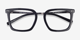 Poise Noir Acetate-metal Montures de lunettes de vue d'EyeBuyDirect, Vue Rapprochée