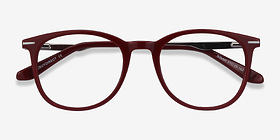 Ninah Burgundy Acetate-metal Montures de lunettes de vue d'EyeBuyDirect, Vue Rapprochée