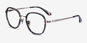 Beyond Gray Floral Métal Montures de lunettes de vue d'EyeBuyDirect, Vue d'Angle