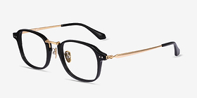 Lalo Noir Métal Montures de lunettes de vue d'EyeBuyDirect, Vue d'Angle