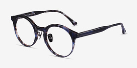 Rochelle Blue Tortoise Métal Montures de lunettes de vue d'EyeBuyDirect, Vue d'Angle