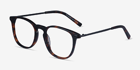 Villeneuve Écaille Noire Acetate-metal Montures de lunettes de vue d'EyeBuyDirect, Vue d'Angle