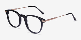 Giverny Noir Acetate-metal Montures de lunettes de vue d'EyeBuyDirect, Vue d'Angle