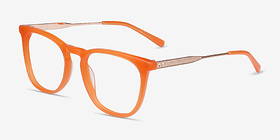 Vinyl Orange Acetate-metal Montures de lunettes de vue d'EyeBuyDirect, Vue d'Angle