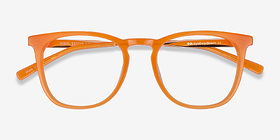 Vinyl Orange Acetate-metal Montures de lunettes de vue d'EyeBuyDirect, Vue Rapprochée