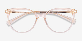Attitude Clear Melon Acetate-metal Montures de lunettes de vue d'EyeBuyDirect, Vue Rapprochée