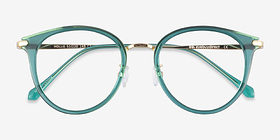Hollie Teal Plastic-metal Montures de lunettes de vue d'EyeBuyDirect, Vue Rapprochée