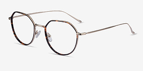 Huxley Tortoise  Golden Métal Montures de lunettes de vue d'EyeBuyDirect, Vue d'Angle