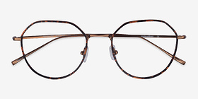 Huxley Tortoise  Bronze Métal Montures de lunettes de vue d'EyeBuyDirect, Vue Rapprochée