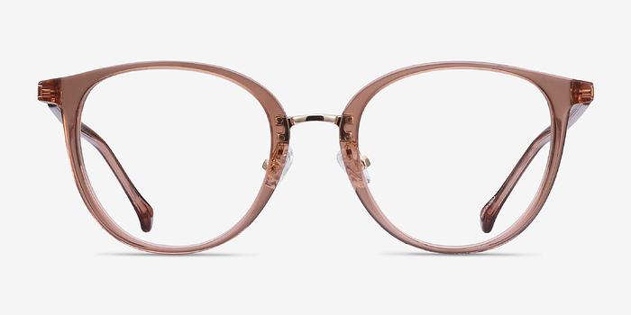 Shelby Clear Brown Acetate-metal Montures de lunettes de vue d'EyeBuyDirect