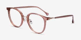 Shelby Clear Brown Acetate-metal Montures de lunettes de vue d'EyeBuyDirect, Vue d'Angle