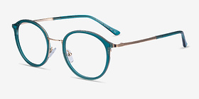 Colman Vert Acetate-metal Montures de lunettes de vue d'EyeBuyDirect, Vue d'Angle
