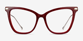 Domy Burgundy Acetate-metal Montures de lunettes de vue d'EyeBuyDirect, Vue de Face