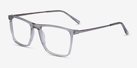 Cooper Clear Gray Métal Montures de lunettes de vue d'EyeBuyDirect, Vue d'Angle