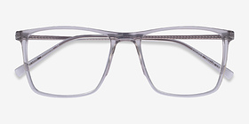 Cooper Clear Gray Métal Montures de lunettes de vue d'EyeBuyDirect, Vue Rapprochée
