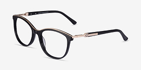 Glam Noir Acetate-metal Montures de lunettes de vue d'EyeBuyDirect, Vue d'Angle