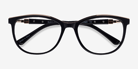 Glam Noir Acetate-metal Montures de lunettes de vue d'EyeBuyDirect, Vue Rapprochée