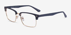 Renaissance Matte Blue & Gold Plastique Montures de lunettes de vue d'EyeBuyDirect, Vue d'Angle