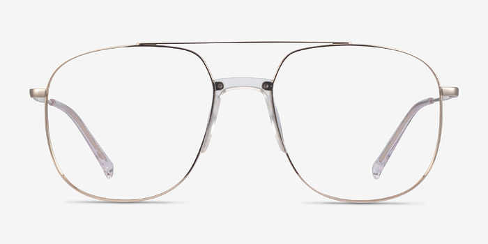 Subject Gold & Clear Acetate-metal Montures de lunettes de vue d'EyeBuyDirect