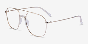 Subject Gold & Clear Acetate-metal Montures de lunettes de vue d'EyeBuyDirect, Vue d'Angle