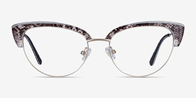 Essential Snake & Silver Acetate-metal Montures de lunettes de vue d'EyeBuyDirect, Vue de Face