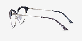 Essential Snake & Silver Acetate-metal Montures de lunettes de vue d'EyeBuyDirect, Vue de Côté