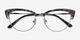 Essential Snake & Silver Acetate-metal Montures de lunettes de vue d'EyeBuyDirect, Vue Rapprochée
