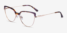 Dona Floral & Rose Gold Acetate-metal Montures de lunettes de vue d'EyeBuyDirect, Vue d'Angle