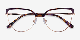 Dona Floral & Rose Gold Acetate-metal Montures de lunettes de vue d'EyeBuyDirect, Vue Rapprochée