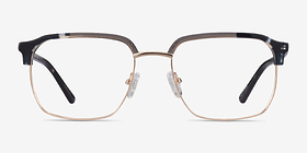 Break Gray Striped & Gold Acetate-metal Montures de lunettes de vue d'EyeBuyDirect, Vue de Face