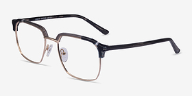Break Gray Striped & Gold Acetate-metal Montures de lunettes de vue d'EyeBuyDirect, Vue d'Angle