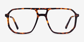 Iconic Tortoise & Silver Acetate-metal Montures de lunettes de vue d'EyeBuyDirect, Vue de Face