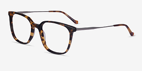 Confident Tortoise Silver Métal Montures de lunettes de vue d'EyeBuyDirect, Vue d'Angle