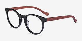 Everglades Green & Red Wood Wood-texture Montures de lunettes de vue d'EyeBuyDirect, Vue d'Angle