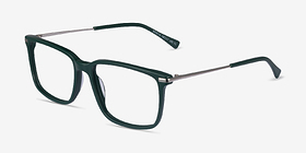 Boscus Green Silver Métal Montures de lunettes de vue d'EyeBuyDirect, Vue d'Angle