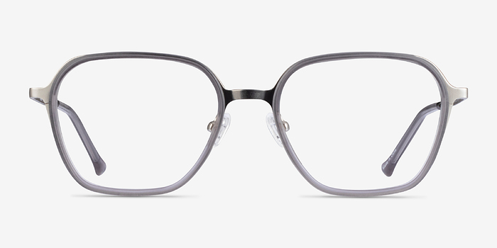 Atami Gray Silver Métal Montures de lunettes de vue d'EyeBuyDirect